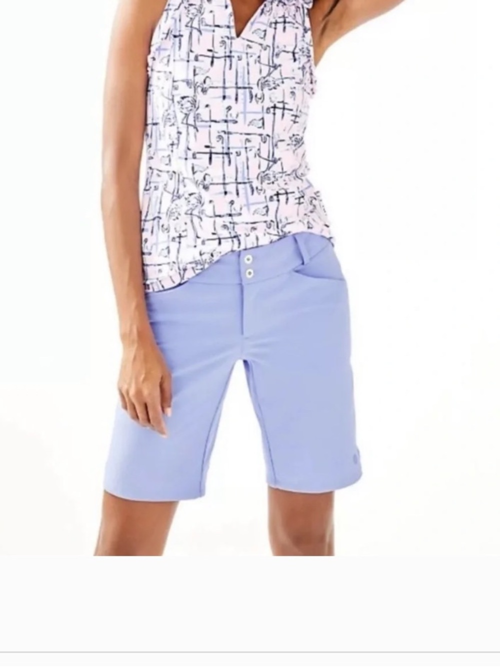 Lilly Pulitzer Luxletic Performance Golf Shorts sz 0 blue pink stripe